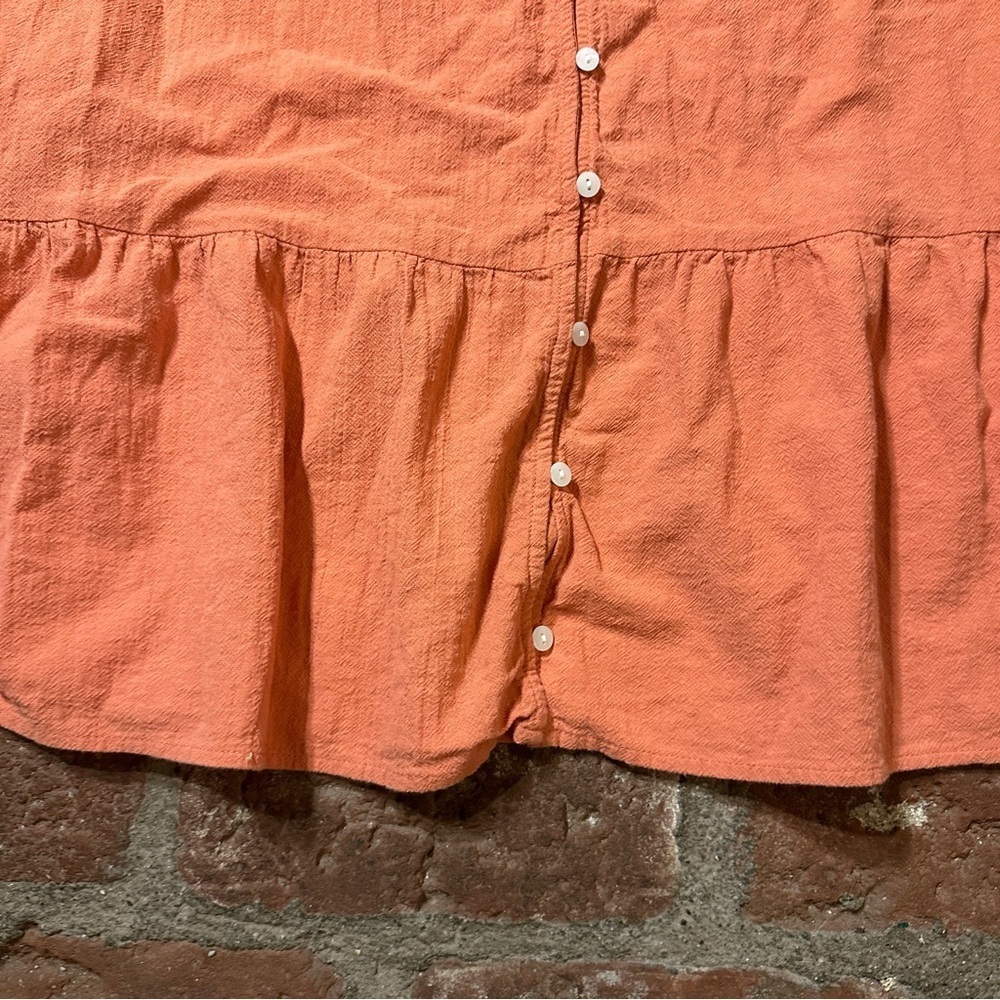 Universal Thread Coral Apricot Orange Flutter Sleeveless Button-Down Large Dress - Picture 5 of 15